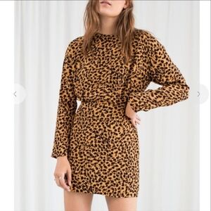 & Other Stories Leopard Print Sleeved Dress Yellow and Black Size 4 Indie Sleeze